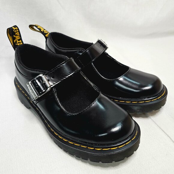 Doc Dr Martens MJ Bex J Shoes Black Leather Mary Jane Dress Boots Girls Size 2 - Picture 3 of 11
